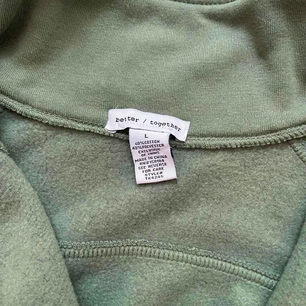 Women's Olive Half-Zip Funnel Neck Pullover Hoodie - Picture 3 of 3